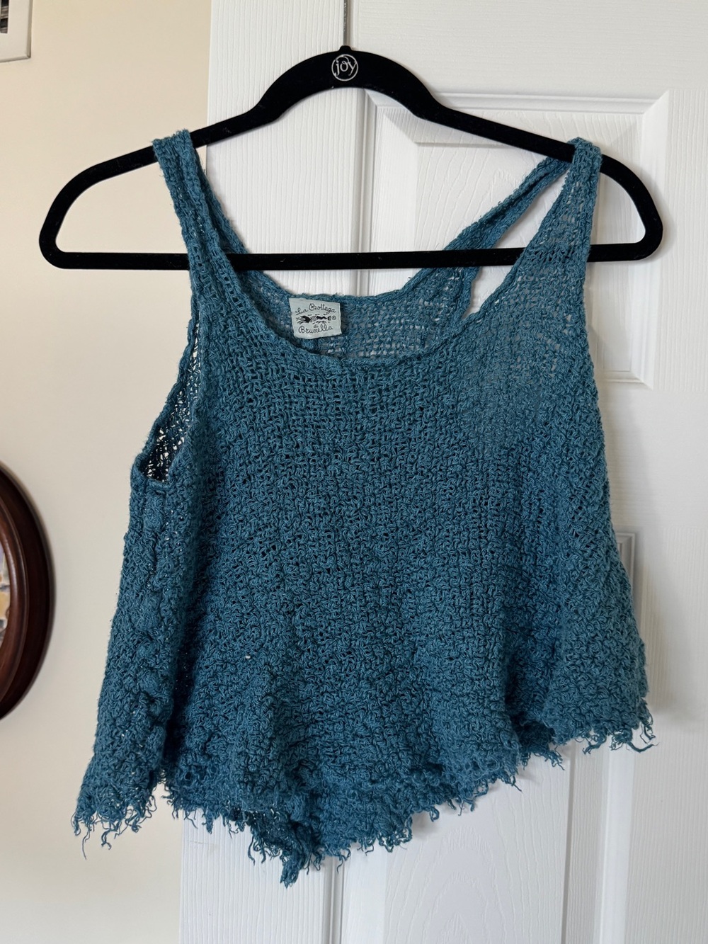 Sea Salt Crochet Tank Top - Teal Blue